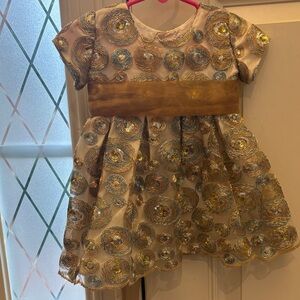 Isabel Garreton Elegant Gold and Blue baby Dress 12 month